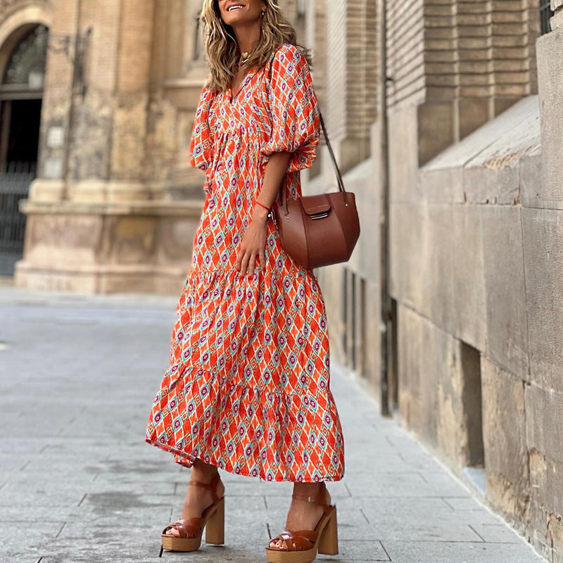 Robe longue bohème imprimée
