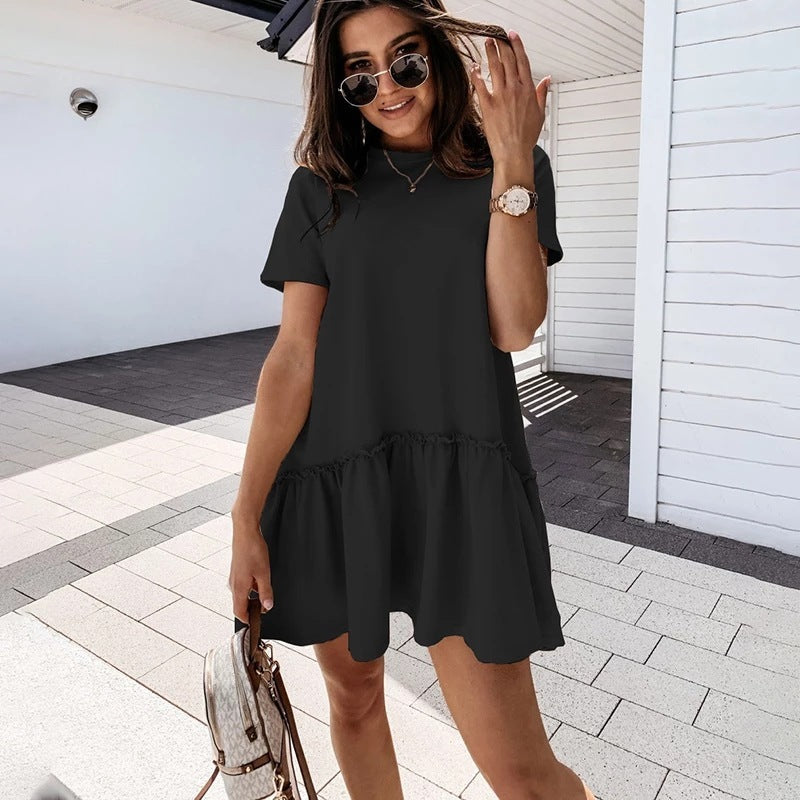 Robe d'Été Décontractée – Col Rond et Volants