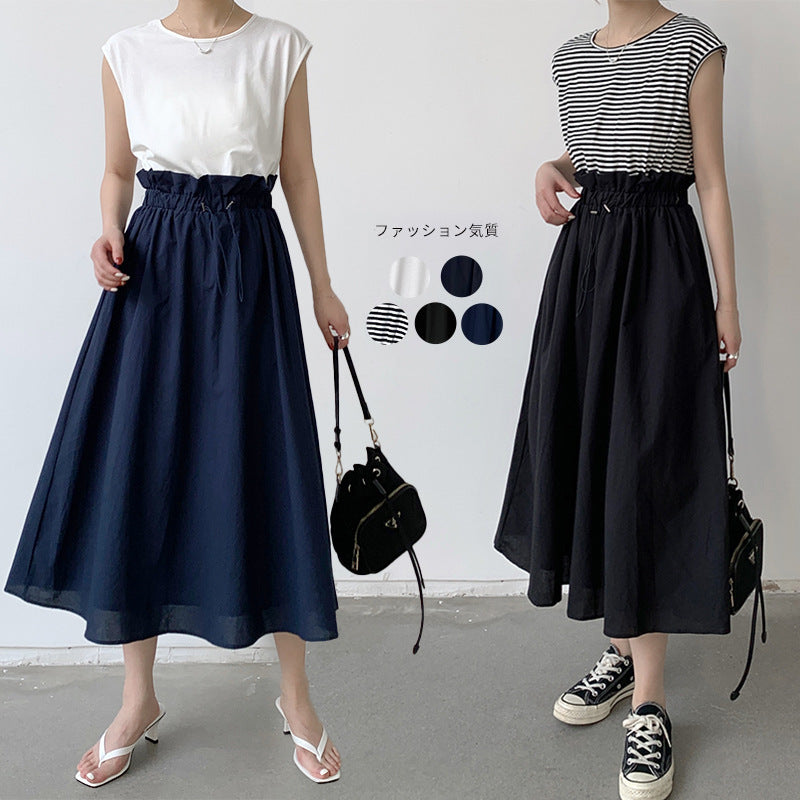 Robe Femme Automne en Coton à Empiècements