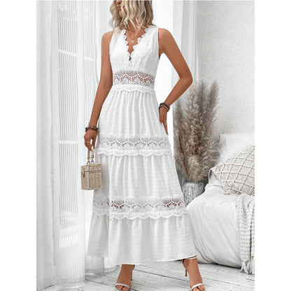 Robe Femme Col V Dentelle