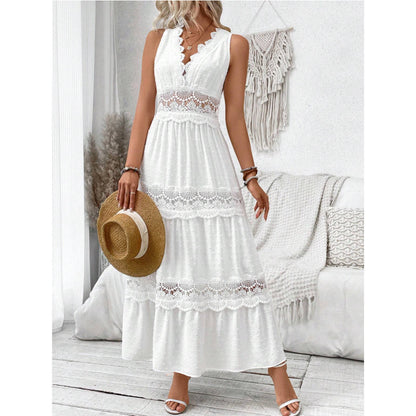 Robe Femme Col V Dentelle