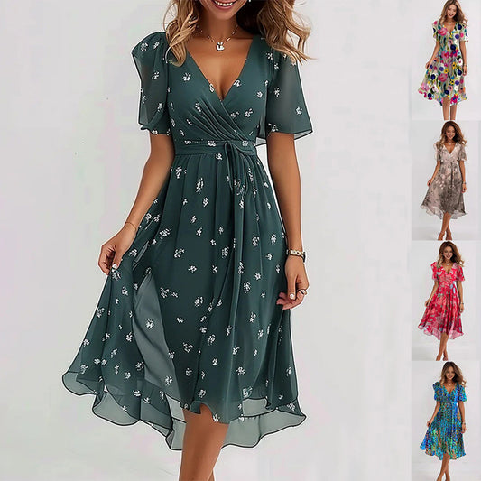 Robe élégante en mousseline imprimée