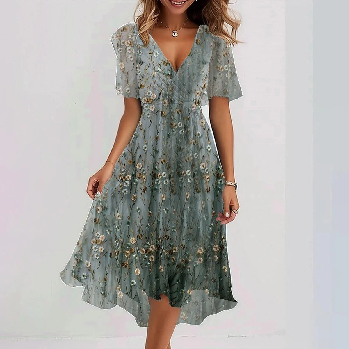 Robe élégante en mousseline imprimée