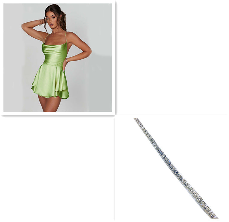 Robe Satinée Courte à Bretelles