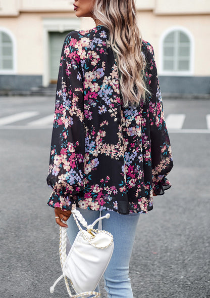 Blouse femme en chiffon florale