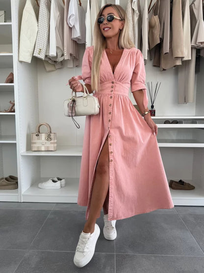 Robe en denim Jean à Boutons