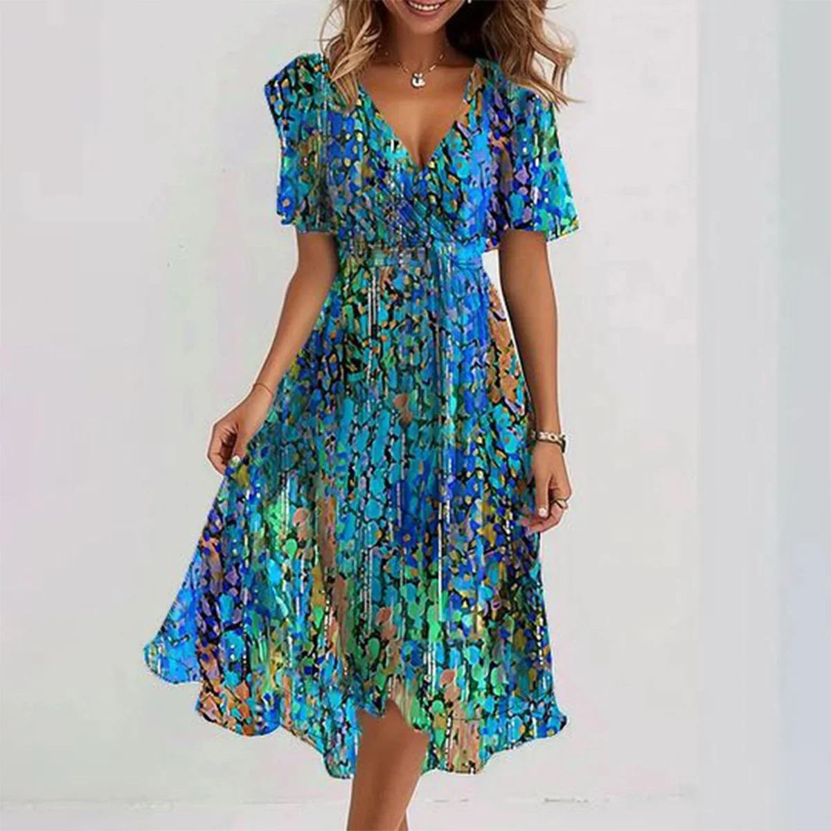 Robe élégante en mousseline imprimée