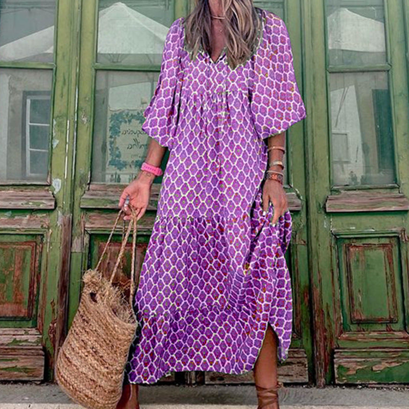Robe longue bohème imprimée