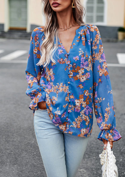 Blouse femme en chiffon florale