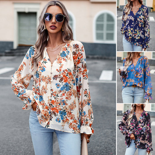 Blouse femme en chiffon florale