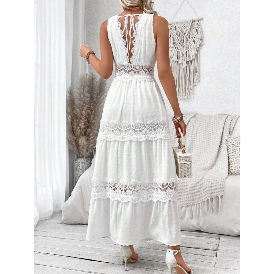 Robe Femme Col V Dentelle