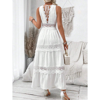 Robe Femme Col V Dentelle