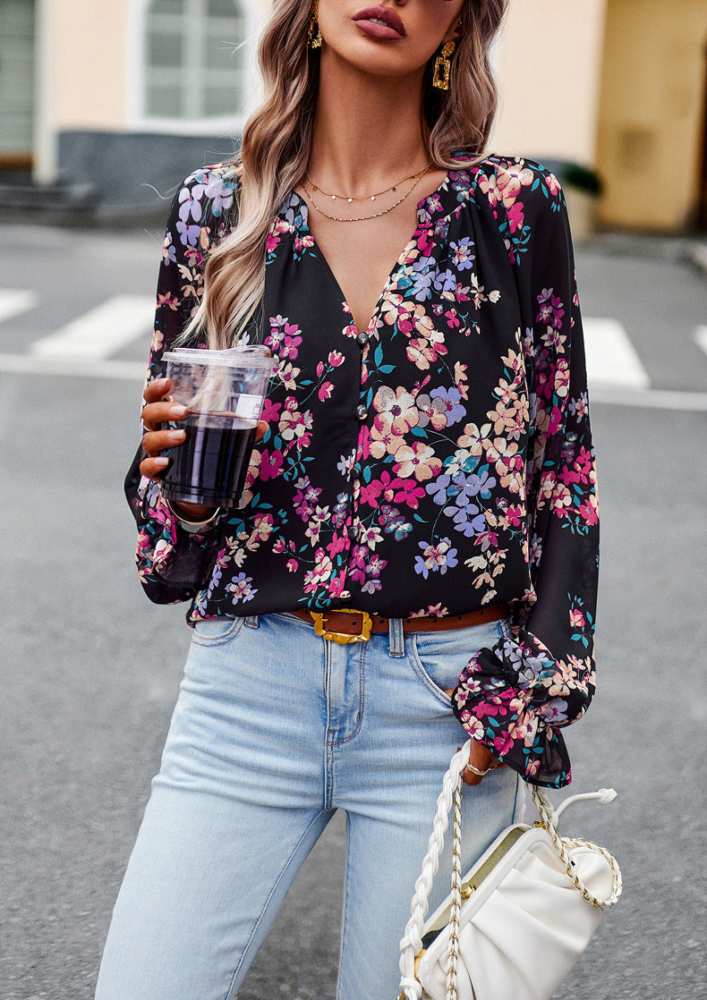 Blouse femme en chiffon florale