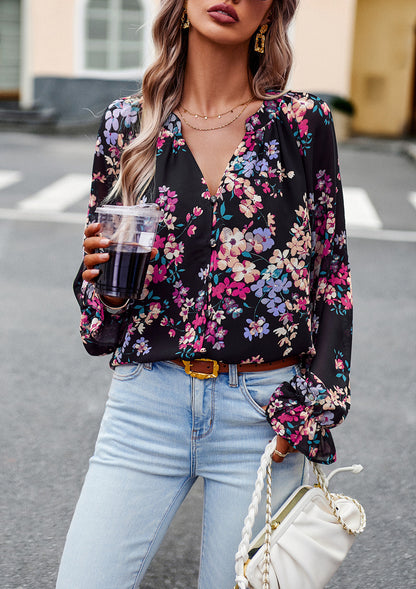 Blouse femme en chiffon florale