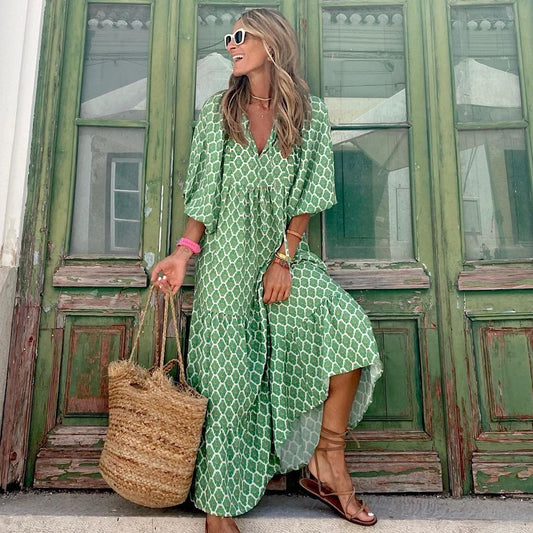 Robe longue bohème imprimée
