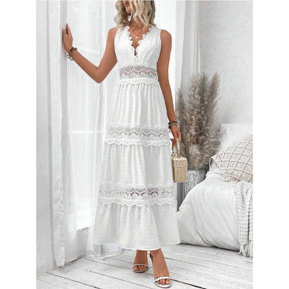 Robe Femme Col V Dentelle