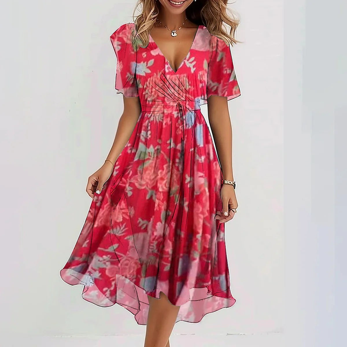 Robe élégante en mousseline imprimée