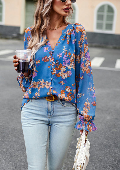 Blouse femme en chiffon florale