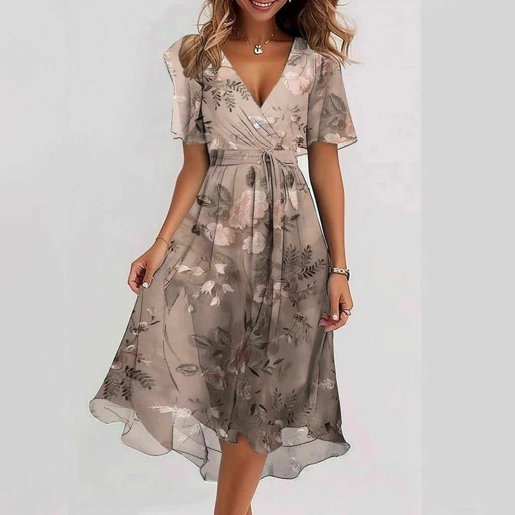 Robe élégante en mousseline imprimée