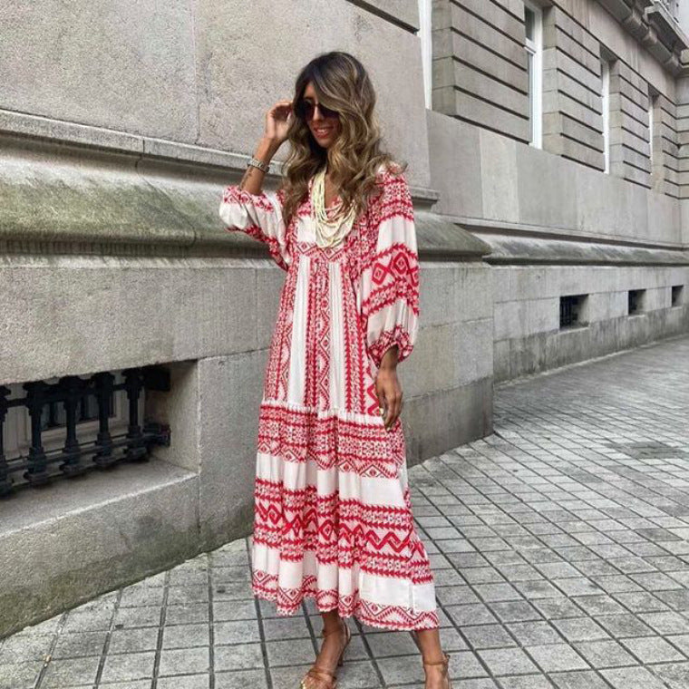 Robe longue bohème imprimée