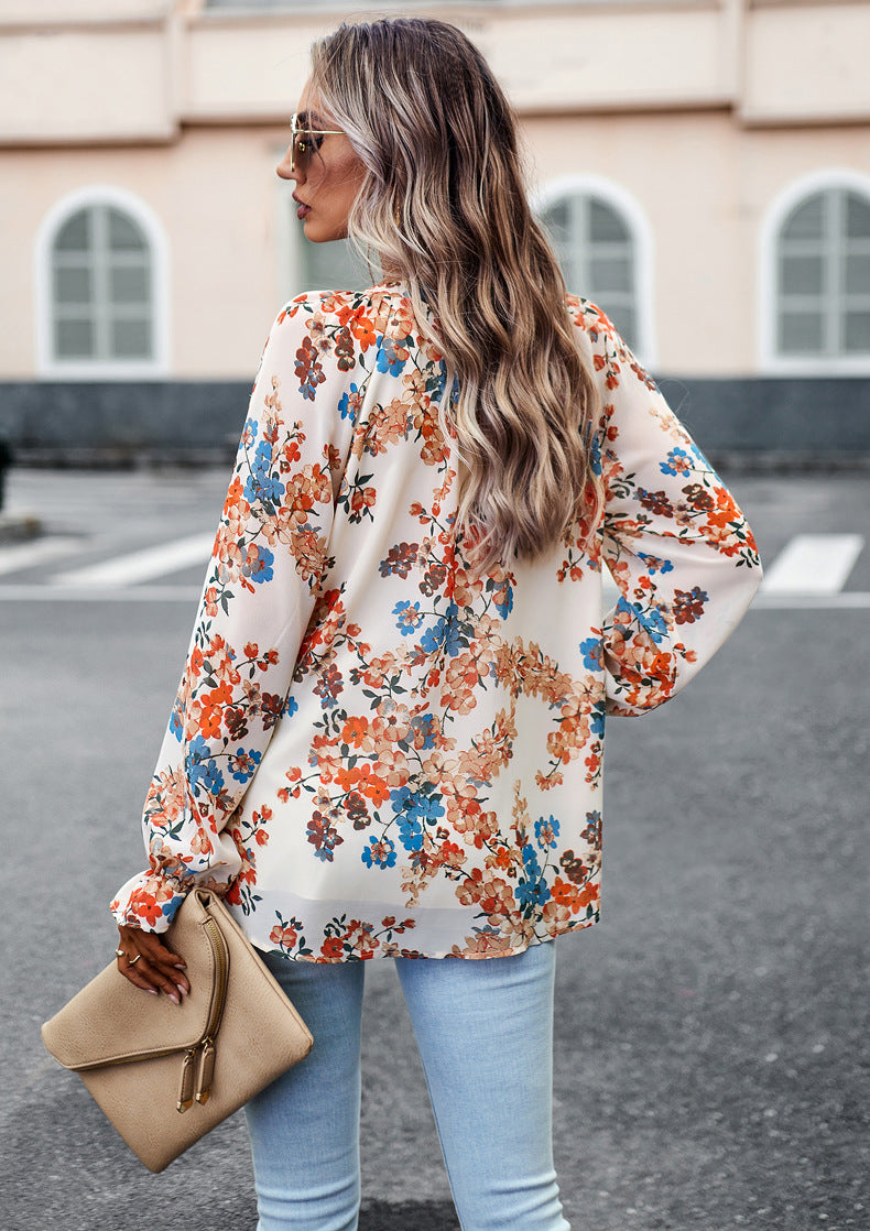 Blouse femme en chiffon florale